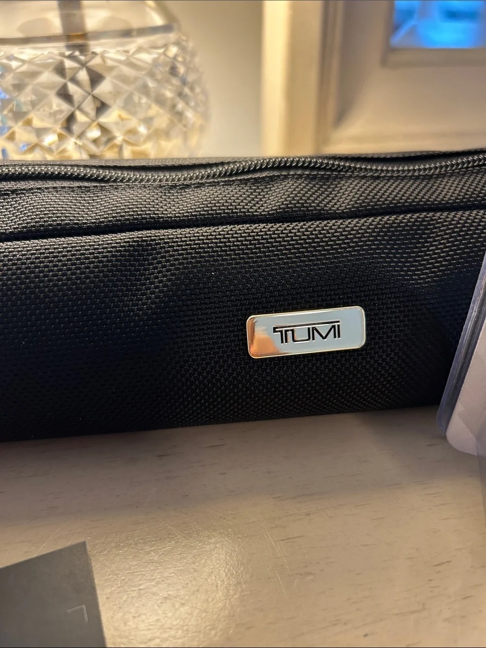Tumi Black Toiletry & Accessory Pouch with Boss mini fragrance